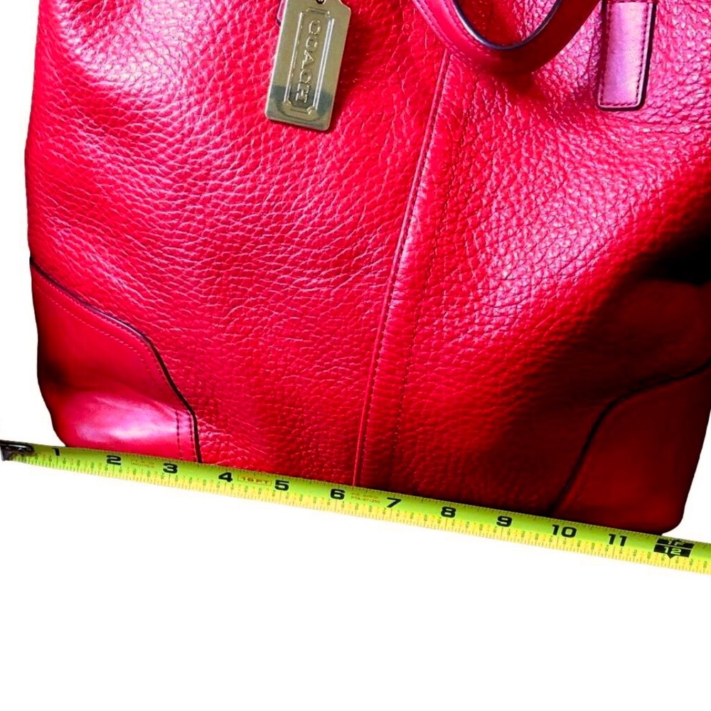 COACH Hadley Luxe Red Tumbled Leather Oversized Shoulder Bag Carry On Tote - Picture 16 of 17